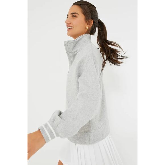 Tuckernuck Heathered Gray Carlson Quarter Zip Sweatshirt | SZ L - Picture 4 of 16